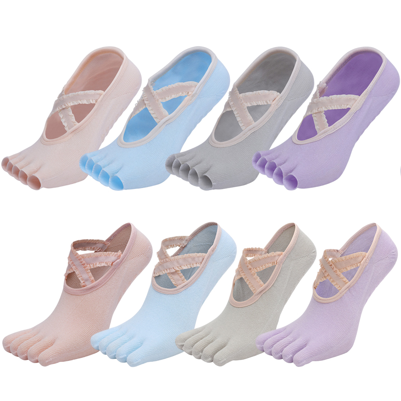 Pilates Yoga Ballet - Five Finger Yoga Socks Lace Cross