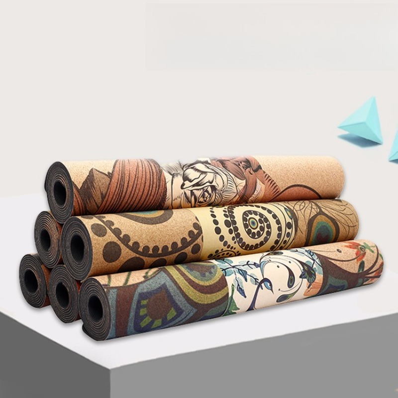 Printed Cork Natural Rubber Yo - đánh giá và giá Pilates Yoga Mat Workout