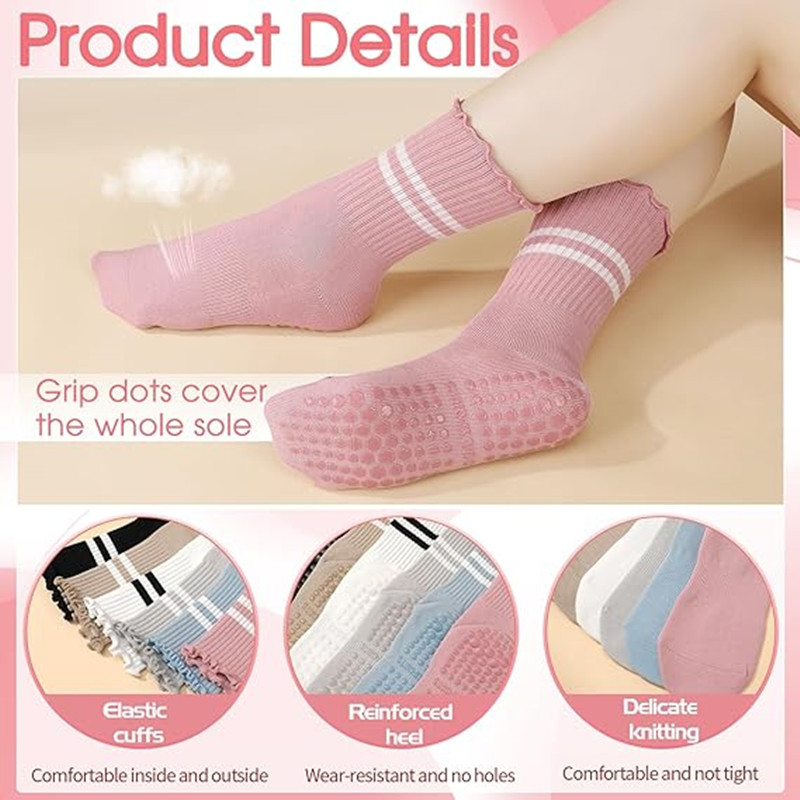 1 Pairs Stripe Ruffle Pilates  - đánh giá và giá Pilates Yoga And Barre